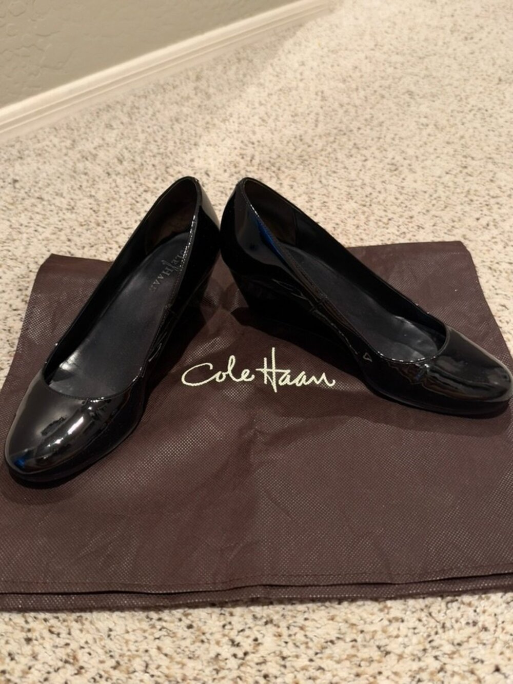 Cole Haan | Patent Leather Round Toe Wedge | Black | Size: 8B